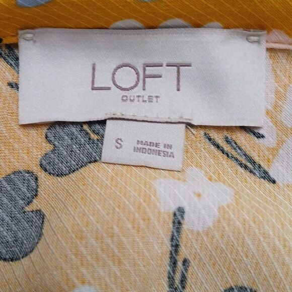 Loft Outlet  yellow floral print drawstring waist midi dress Sz S NWOT - Picture 8 of 8